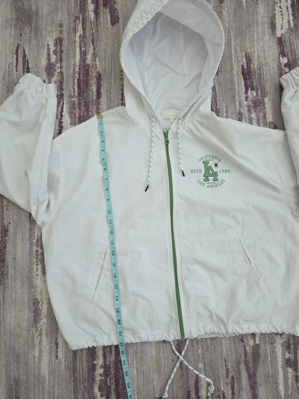 Ultra Flirt White & Green Two Pc. Cargo Jogger Set- Jacket Size 1X Pants Size XL - Picture 6 of 12